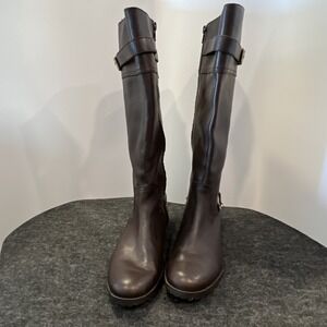 Lauren Ralph Lauren Simone Women's Brown Leather Knee-High Boots Size 8B.